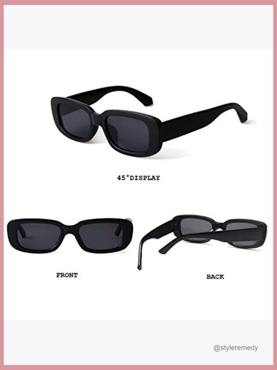 Retro Rectangle Sunglasses UV400 Protection Plastic Frame Driving Glasses main image 7